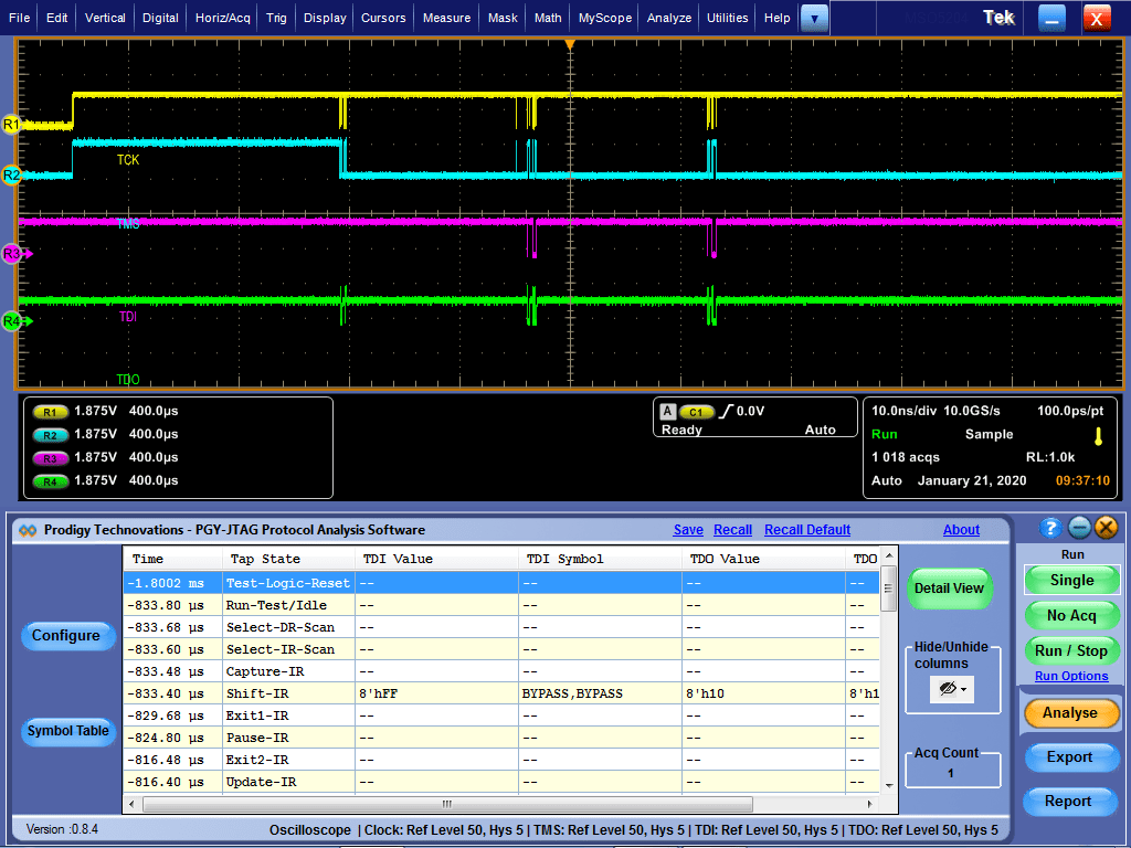 JTAG protocol exerciser and analyzer hardware for debugging and validation by Prodigy Technovations